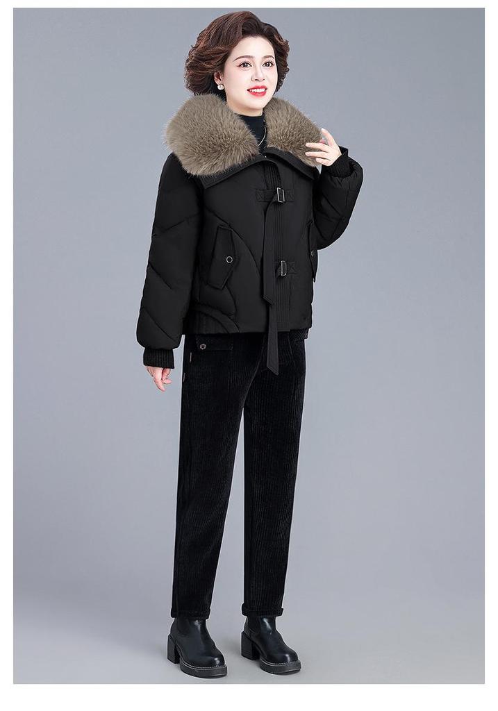 Stylish Winter Jacket with Large Fur Collar for Young Mothers and Older Women - 2025 Cotton Padded Outerwear