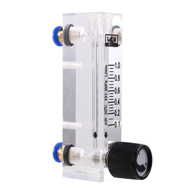 AT19-4T 0.1-1L/MIN Acrylic Variable Area Flow Meter Adjustable Panel Mount Gas Rotameter Air Flow Rate Controller