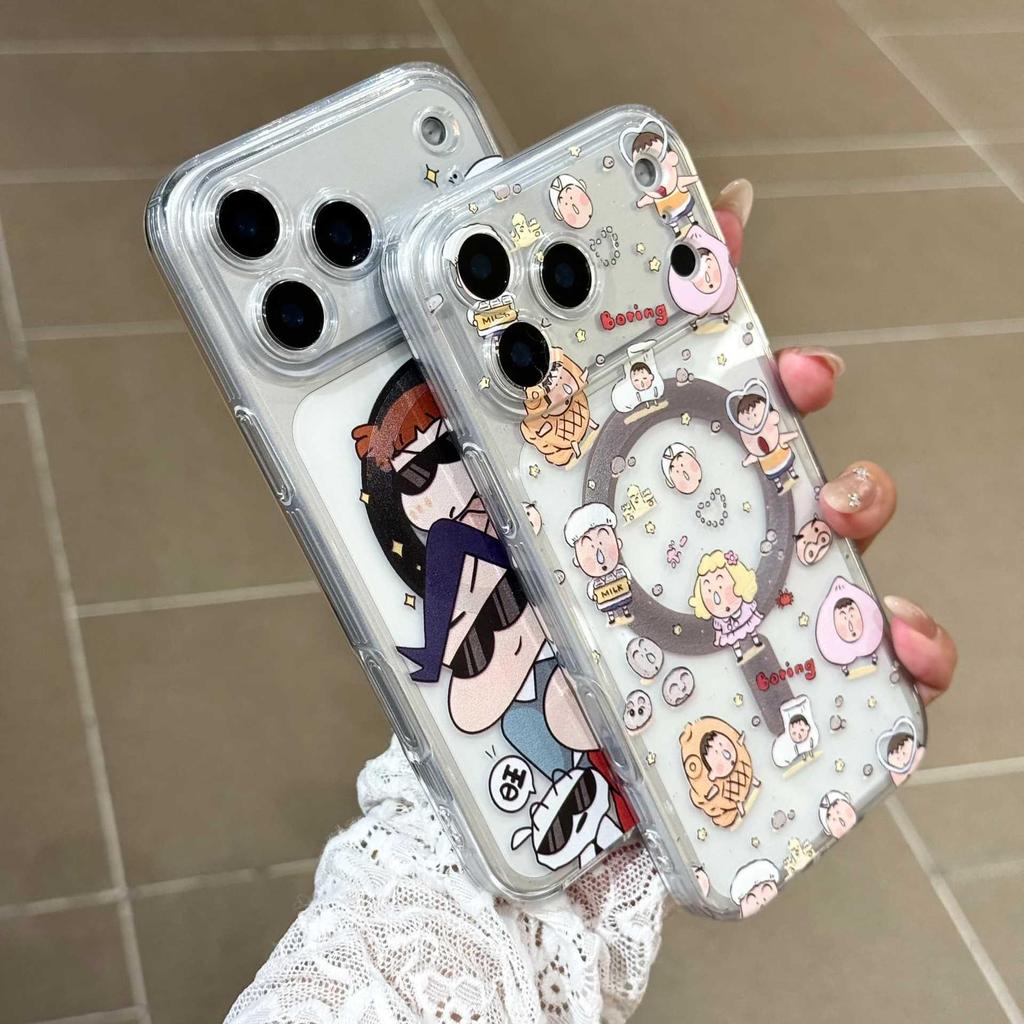 Shin-chan Cartoon iPhone 16/17 Pro Max Magnetic Clear Case