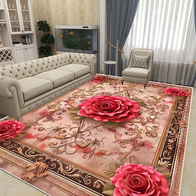 Flower Carpet Living Room Sofa Rugs European Style Luxury Bedroom Decoration Bedside Rug Large Room Cloakroom Lounge Floor Mats