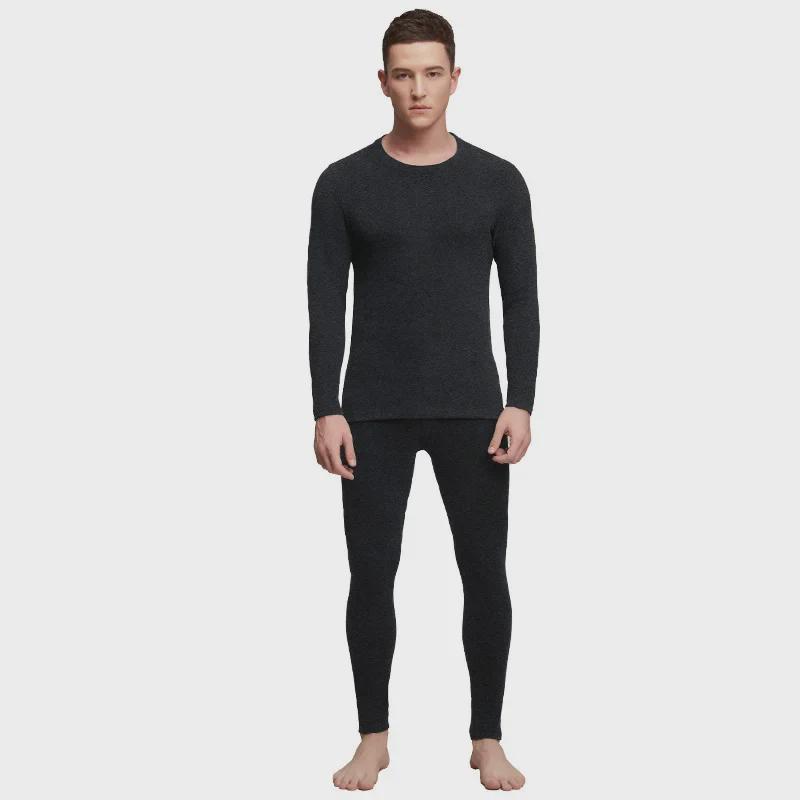 Couples' Comfortable Velvet Thermal Underwear Set with Thickened German Velvet - Round Neck Autumn Top and Winter Bottom Leggings