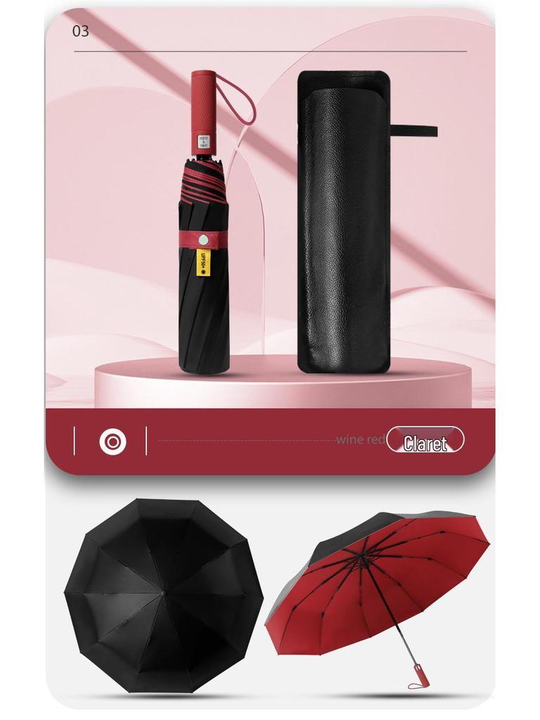 Zesílený Větruodolný Extra Velký Černý Deštník pro Tři - Dvojí Použití pro Slunce i Déšť