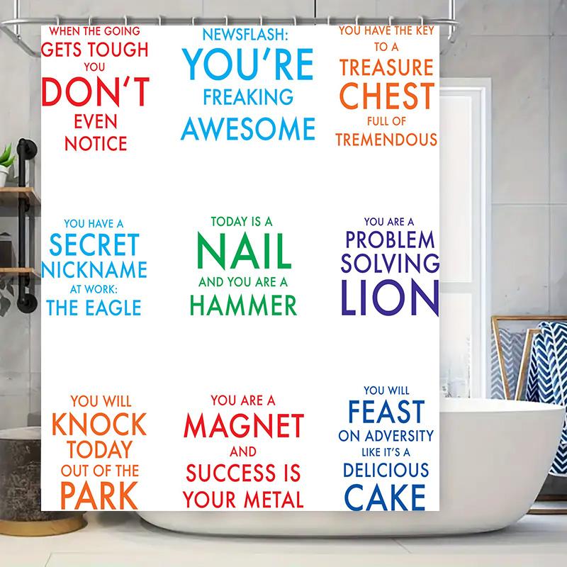 

Мотивационный декор Шторка для душа Вдохновляющие цитаты для ванных комнат Позитивные аффирмации Настенное искусство 3D-печать Декор для ванной 90x180cm