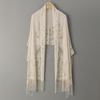 Women Lace Shawl with Tassels, Sheer Floral Wrap Scarf for Evening Party Wedding Beach