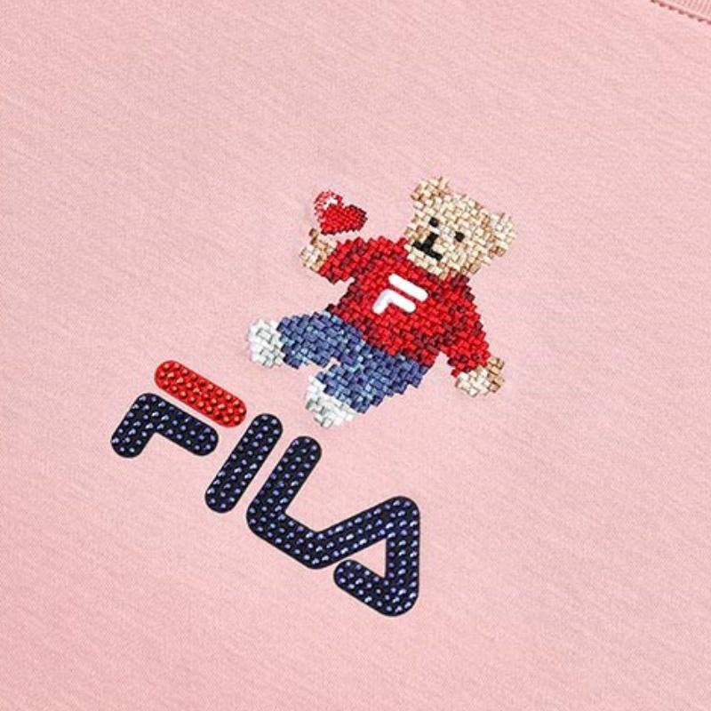 FILA Ss23 Casual Bear Round Neck Short Sleeve T-Shirt Women Tops Malt-Pink F51W328152FPK