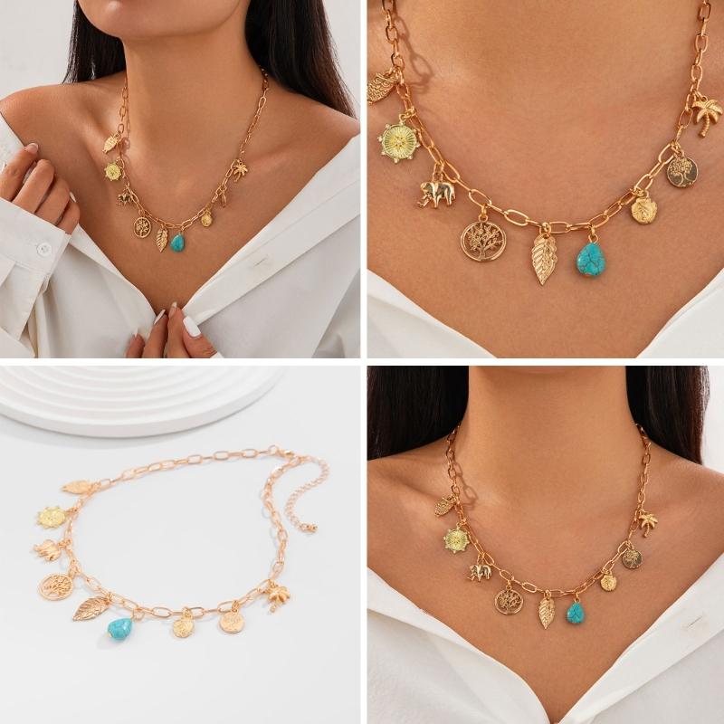 Stylish Gold Crosses Necklace for Women with Seashells Charm Decoration for Beach and Summer Fashion Statement Pieces