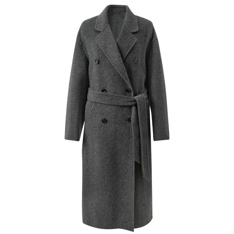 Sancai 2026 Winter Double-faced Wool Double-breasted Long Coat M