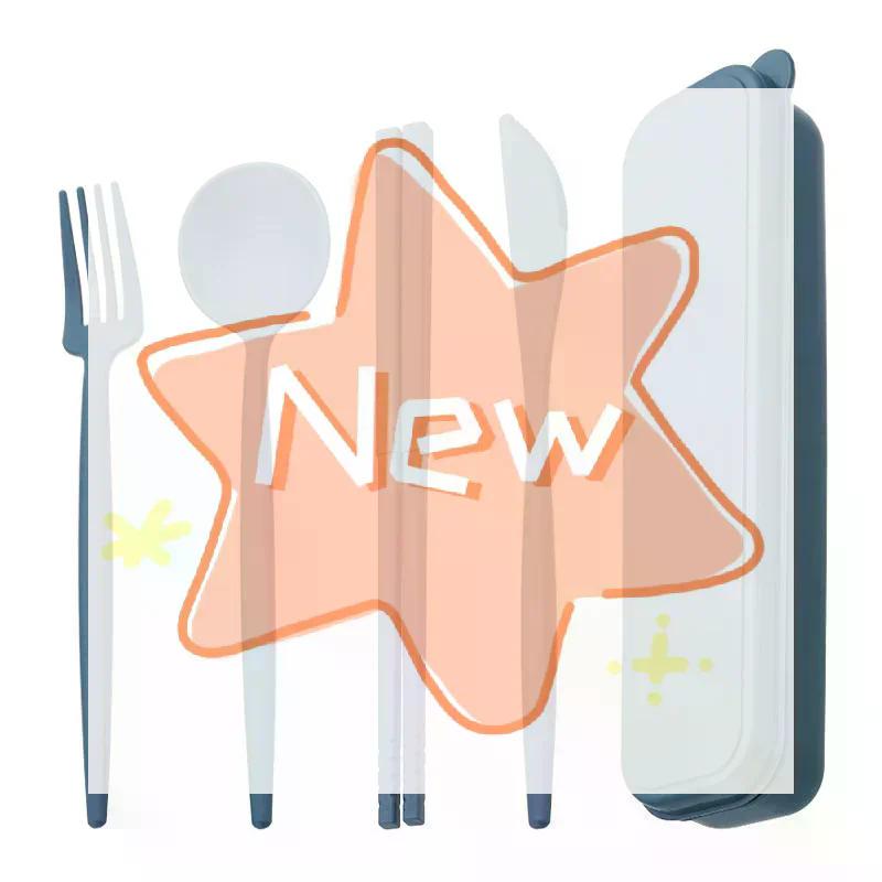 4Pcs Portable Utensils Healthy Eco-Friendly Wheat Straw Cutlery Reusable Chopstick Fork Knife Spoon Set