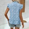 Women's Fashionable Color V-neck Vest With Ruffle Edge Short Sleeved Shirt Top