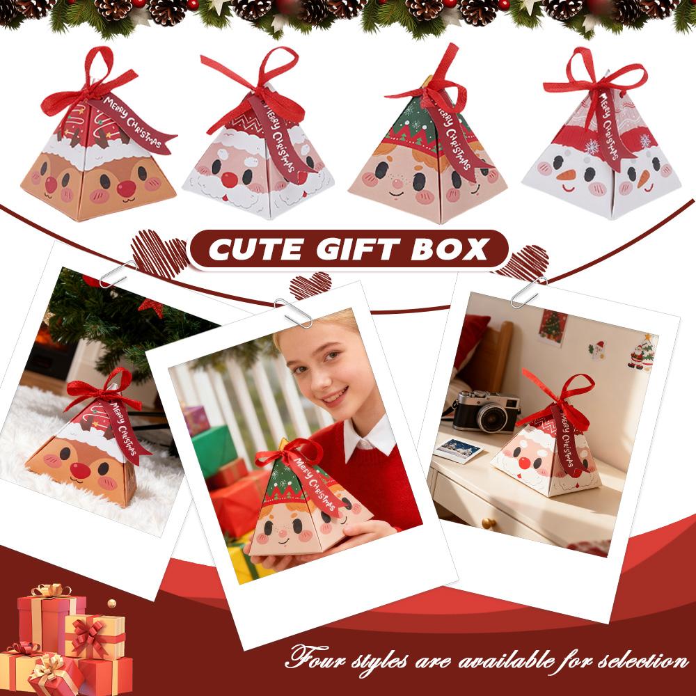 8Pcs Christmas Candy Boxes Christmas Gift Boxes With Ribbon For Xmas Birthday New Year Party Accessories Supplies