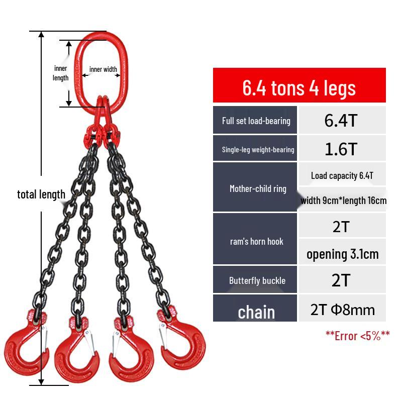 G80 Manganese Steel Chain Sling with Hook and Shackle for Lifting and Overhead Crane Operations