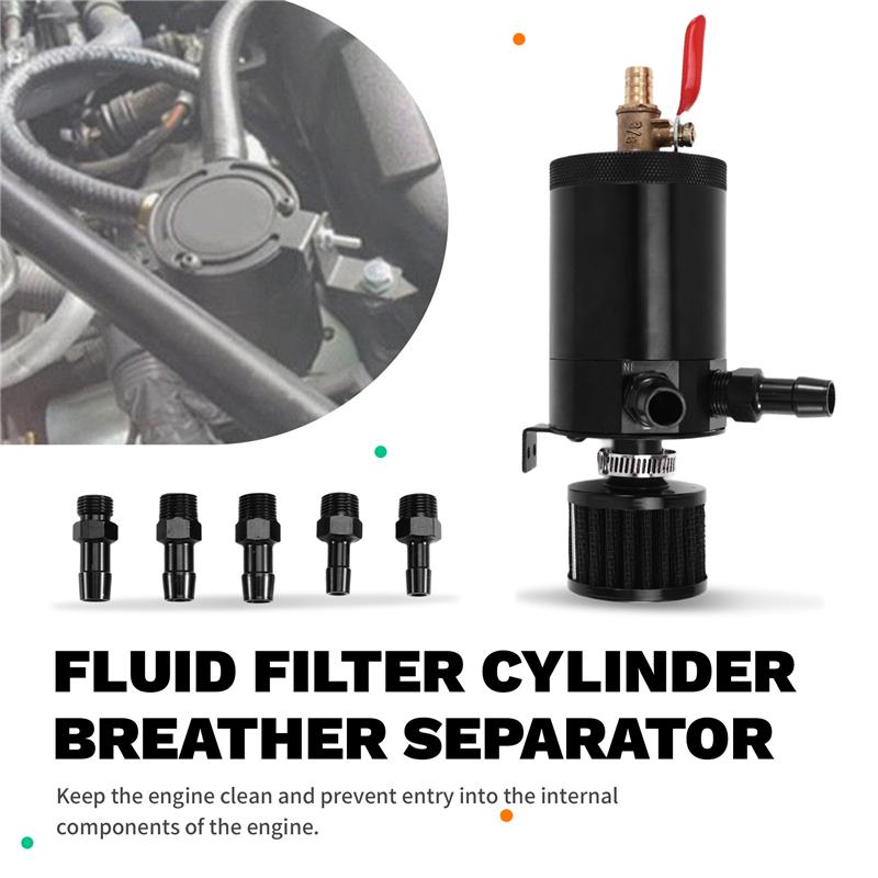 L10A Universal Car Oil Catch Can Baffled Reservoir Tank Separator 2 Port Fluid Filter Cylinder Breather