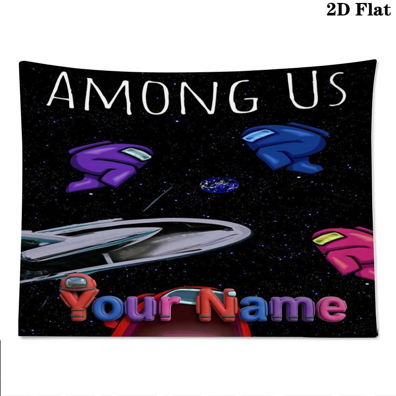 Among Us Custom Name Wall Tapestry Aesthetic Wall Hanging Printed Fabric Blanket Decorative Tapestries for Bedroom Living Room Home Decor