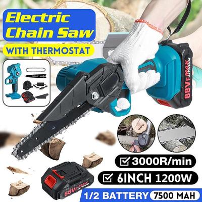 6 Inch Cordless Electric Saw Pruning ChainSaw Garden Tree Logging Trimming Saw Power Tools Compatible 18V Battery