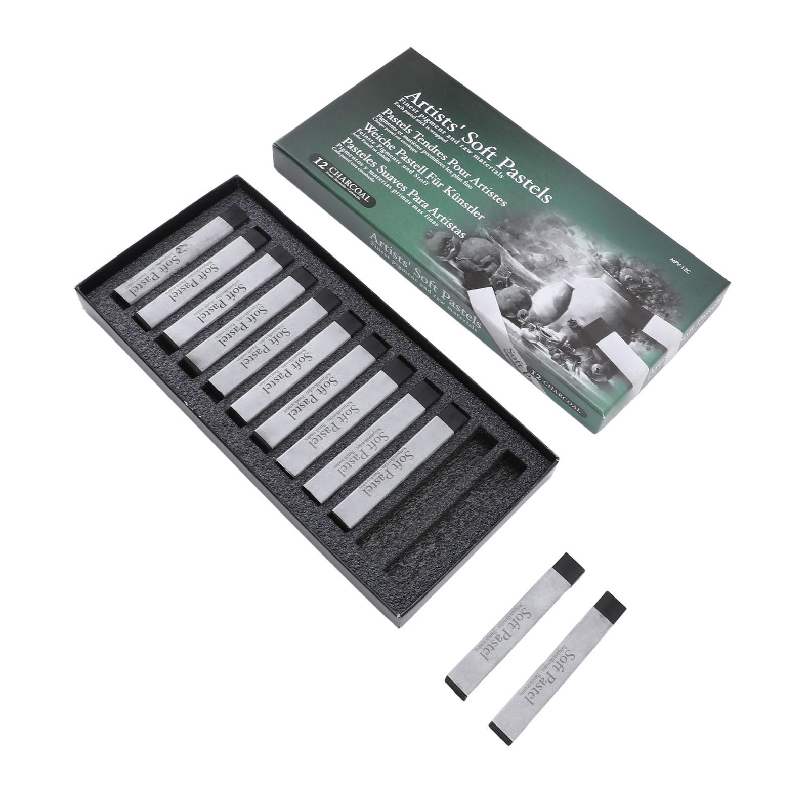 

12 шт. квадратных мягких пастелей для рисования, граффити, эскизов, набор пигментной пастели для дома чёрный