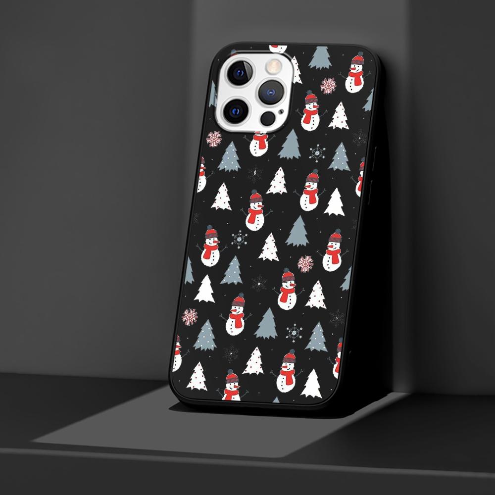 Phone Case for Apple iPhone 14 11 13 Pro Max 12 Mini XR 7 8 + SE 2020 XS 6 6s Plus 5 5s Christmas New Year Gifts Elk Snow Cover