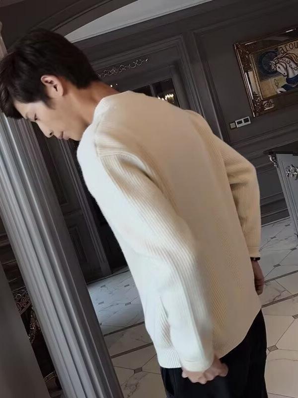 Men's Trendy Knitted V-Neck Cardigan Sweater with Double Zipper - Handsome Autumn/Winter Outerwear