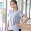 Camiseta de Yoga Transpirable de Secado Rápido para Mujer - Manga Corta, Tacto Fresco, Protección Solar Cubierta de Fitness