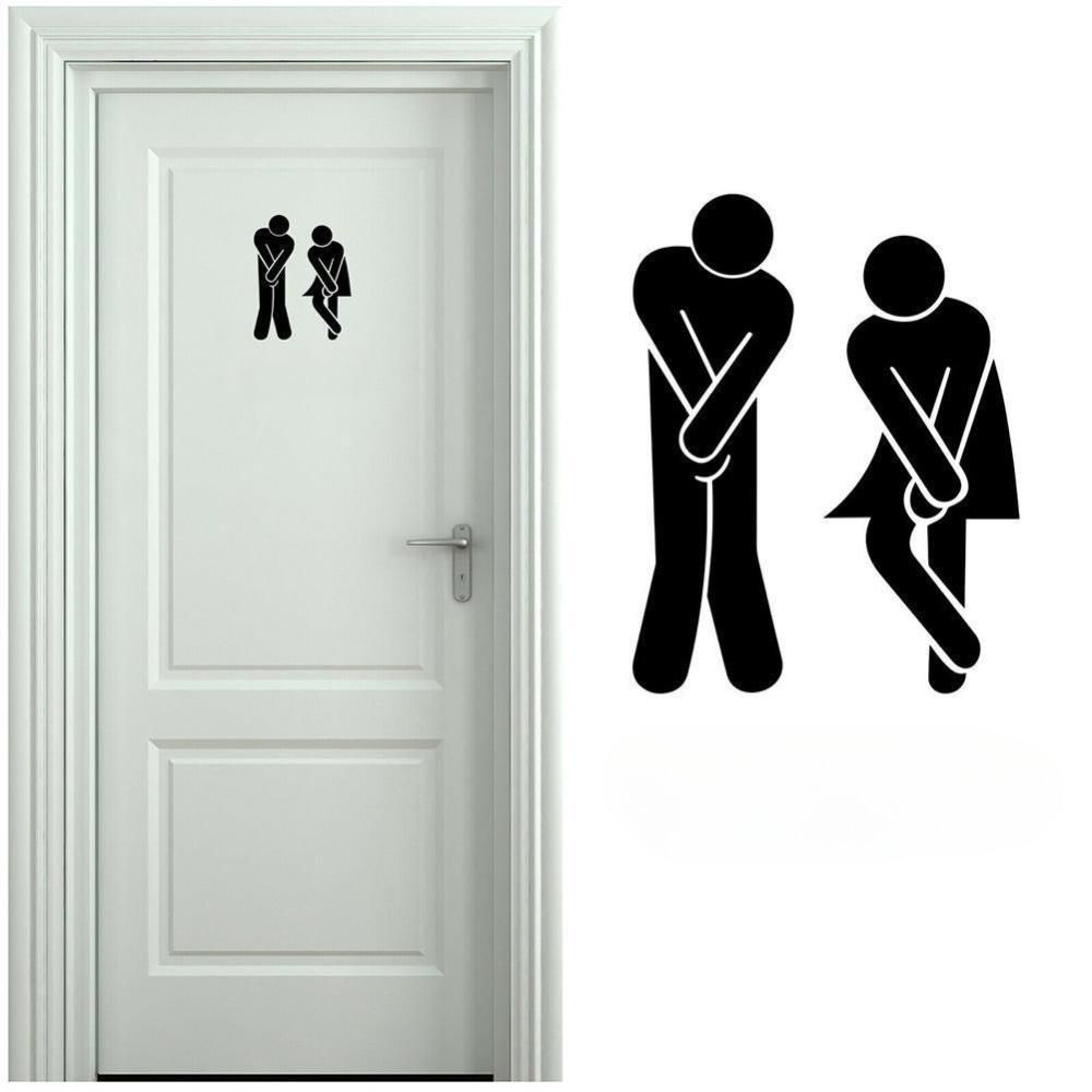 Funny Women Men Self Adhesive Removable Sticker Door Women Men Removable Wall Door Sticker Toilet Sign Decal Decor naklejki wc