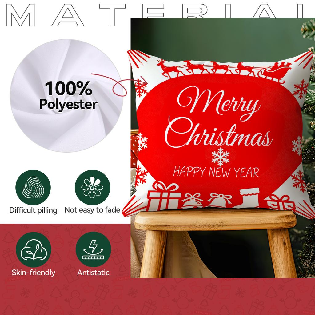 Merry Christmas Cushion Pillowcase Printed Polyester 40/45/50cm Throw Pillowcover Decorative Sofa Cushion Pillowslip Home Decor