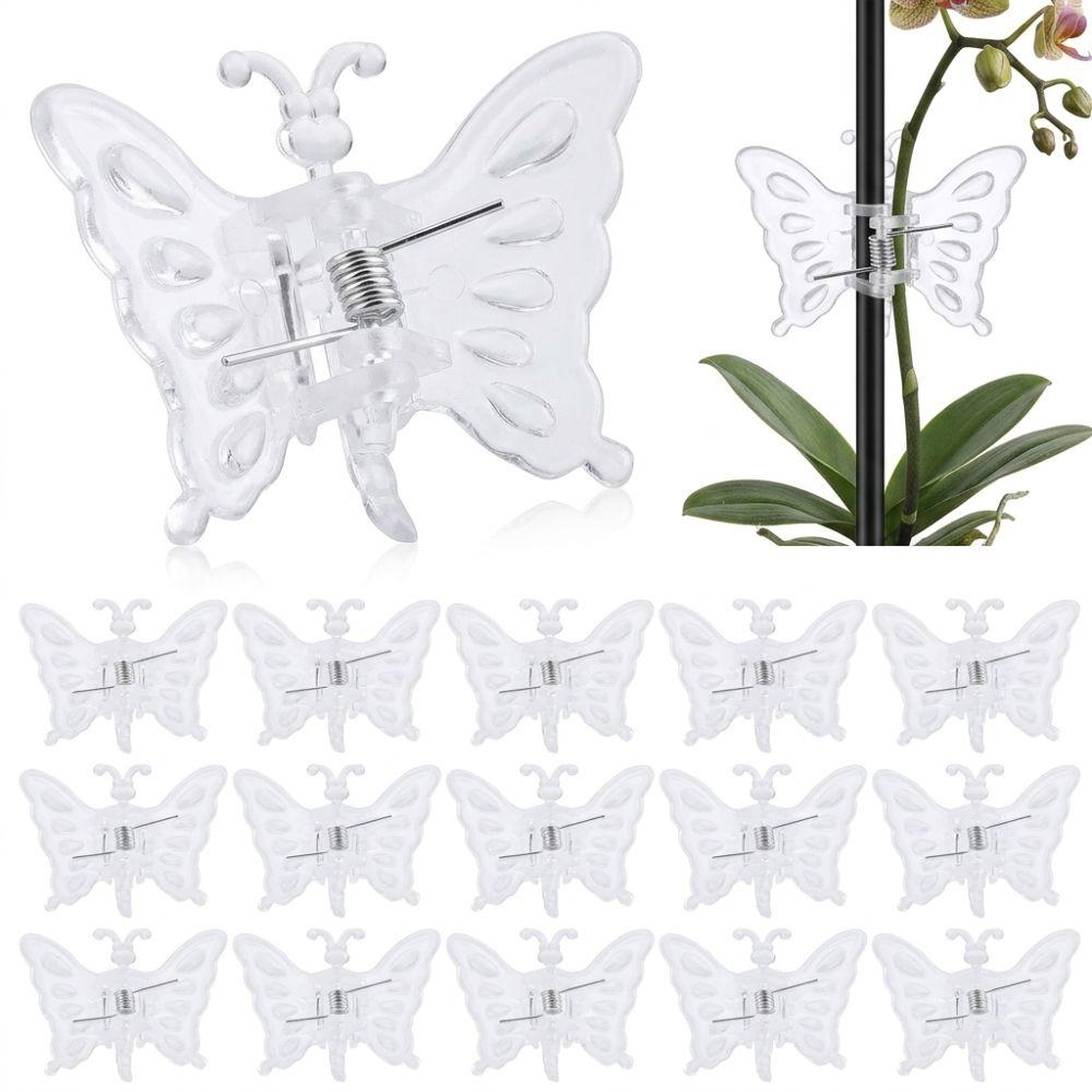 

100Pcs Butterfly Stem Clip Plastic Garden Stem Clips Flower Support Clips Upright Plant Growth прозрачный