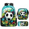 Mochila escolar de grande capacidade com alça de ombro; conjunto de estojo de lápis de três peças para estudante