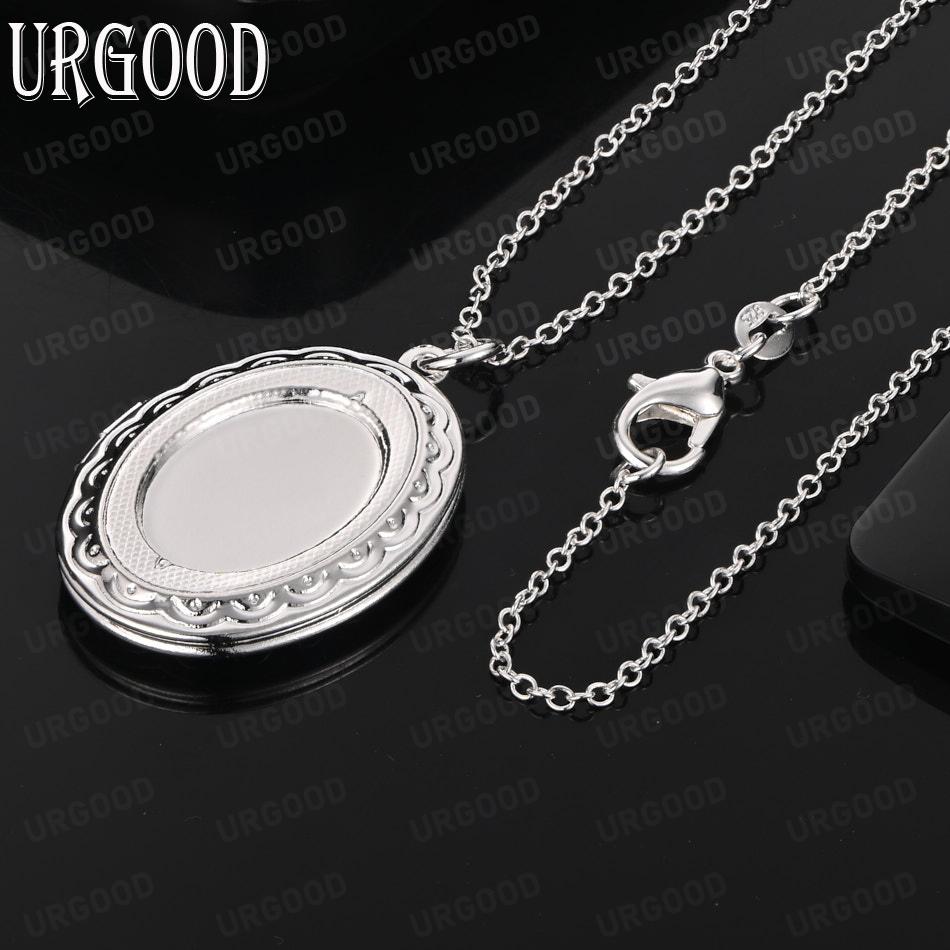 925 Sterling Silber Exquisites Vintage Foto-Box Anhänger Halskette - Stilvoller Abend Schmuck