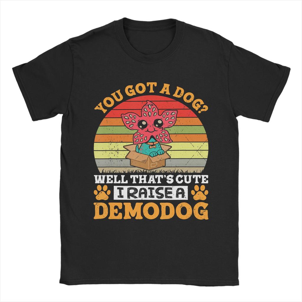 Mens TShirts Adopt A Demodog Dog Rescue Foster Pet Funny 100 Cotton Tee Shirt Short Sleeve  T Shirts Crewneck Clothing Gift