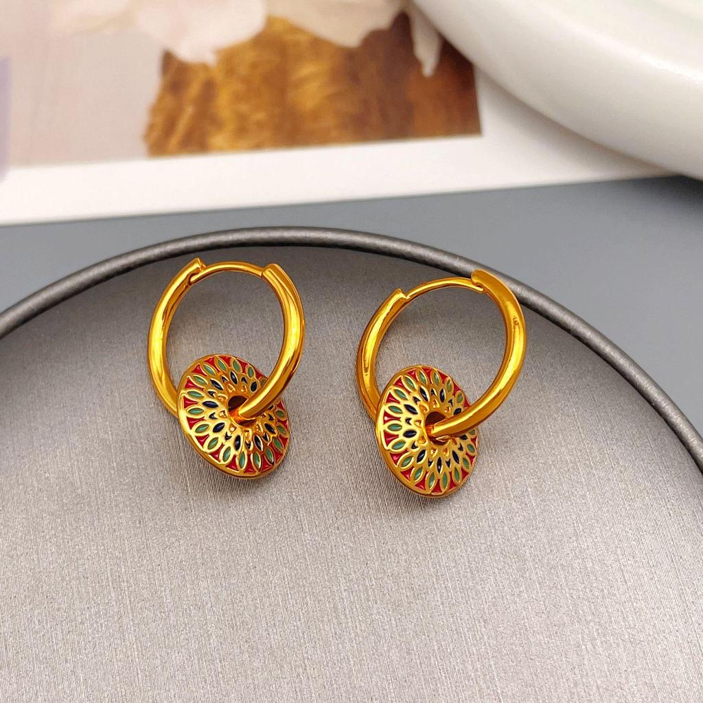 Elegant French Retro Zircon Hoop Earrings for Women