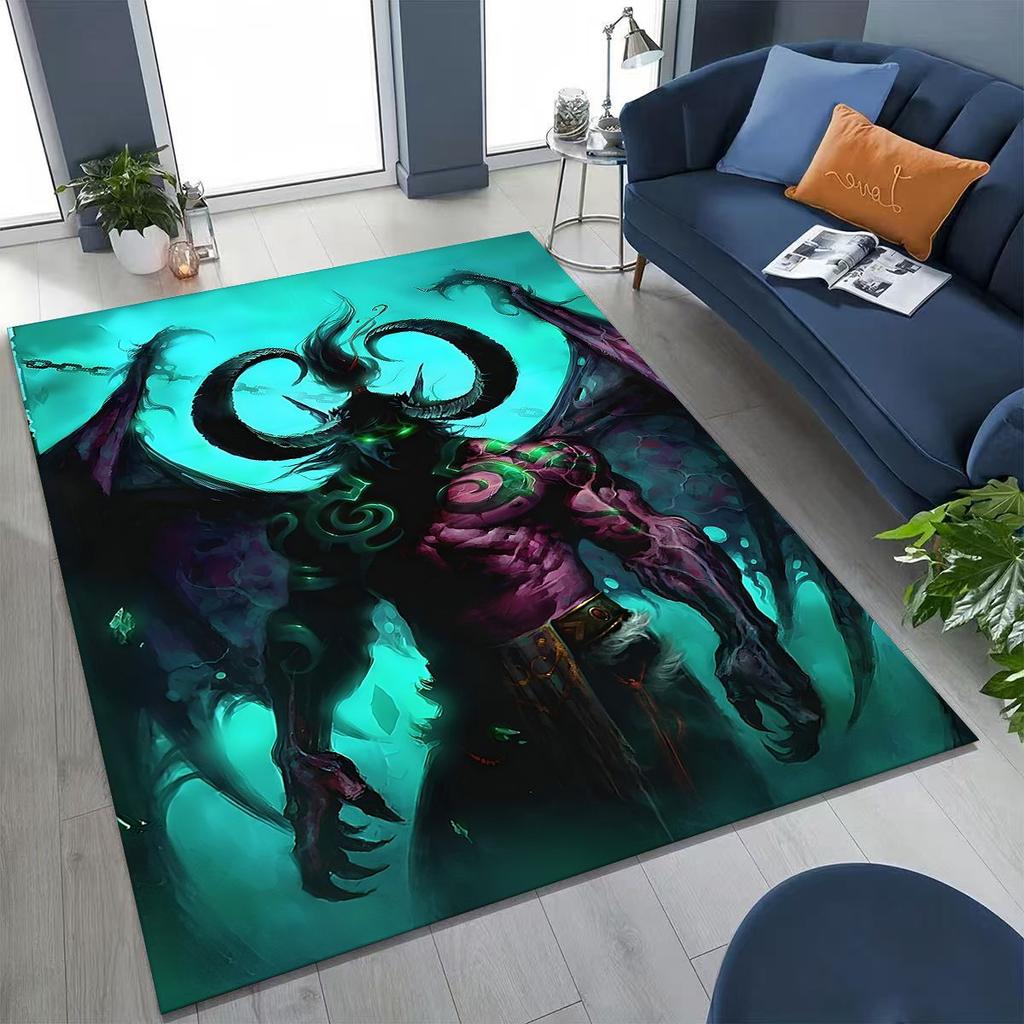 WOW World of Warcraft Arthas Demon Illidan Sylvanas Rug for Bedroom Living Room Sofa Home Doormat Decor, Kids Non-slip Floor Mat