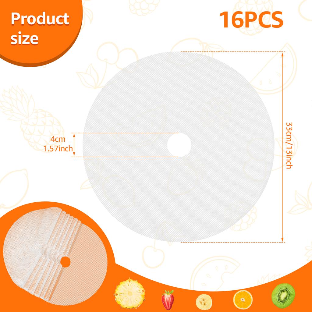 16Pcs Silicone Dehydrator Mats Nonstick Steamer Liners Mat Reusable Dehydrator Tray Liner Fruit Dryer Mats for Home Kitchen