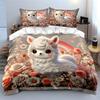 Cute White Sheep With Floral Decor Duvet Cover Set With 3D Printing Design Soft Polyester Bedding Set All-Season Comfort