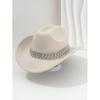Unisex Elegant Jazz Fedora Hat With Tassel Rhinestone Belt Wedding Engagement