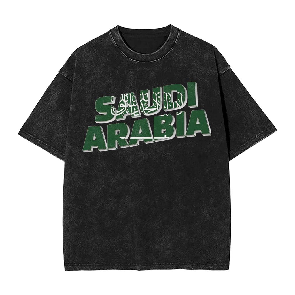 Harajuku Gewaschenes Hemd Saudi-Arabien September Accessoires Neuheit T-Shirt Oversize Nationalfeiertag Streetwear Sommer T-Shirt