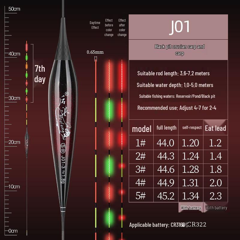 0.65mm Ultra-fine Diamond High-Brightness Hard Tail OLED Dual-Use Luminous Carp Float for Day/Night Fishing