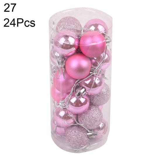 24 Stück 3 cm große Kunststoff-Weihnachtsbaumkugeln für Zuhause, Party, hängende Ornamente