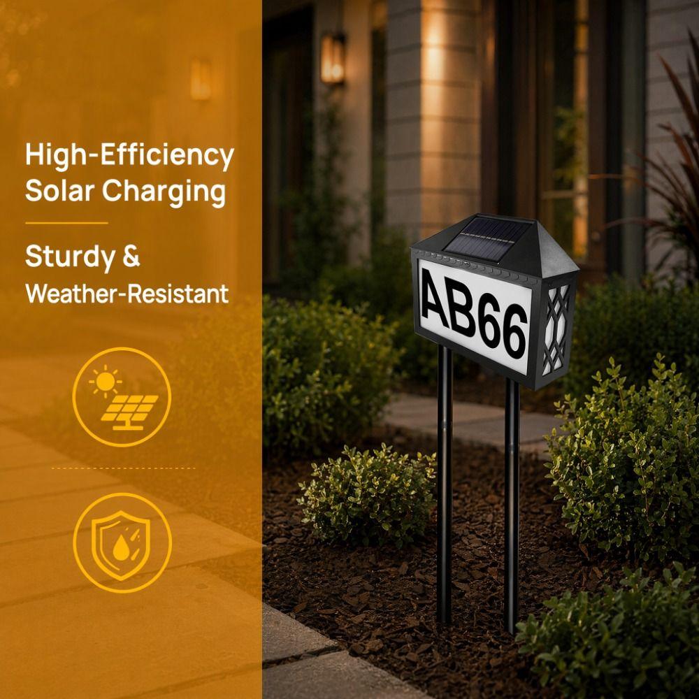 Dual Use Installation Solar LED Address Number Light Wall Mount Stake In-Ground House Marker Lamp Built-In Solar Panel