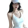 Thai Style V-Neck Sexy Halter Crop Top with Built-in Bra Pads for Women