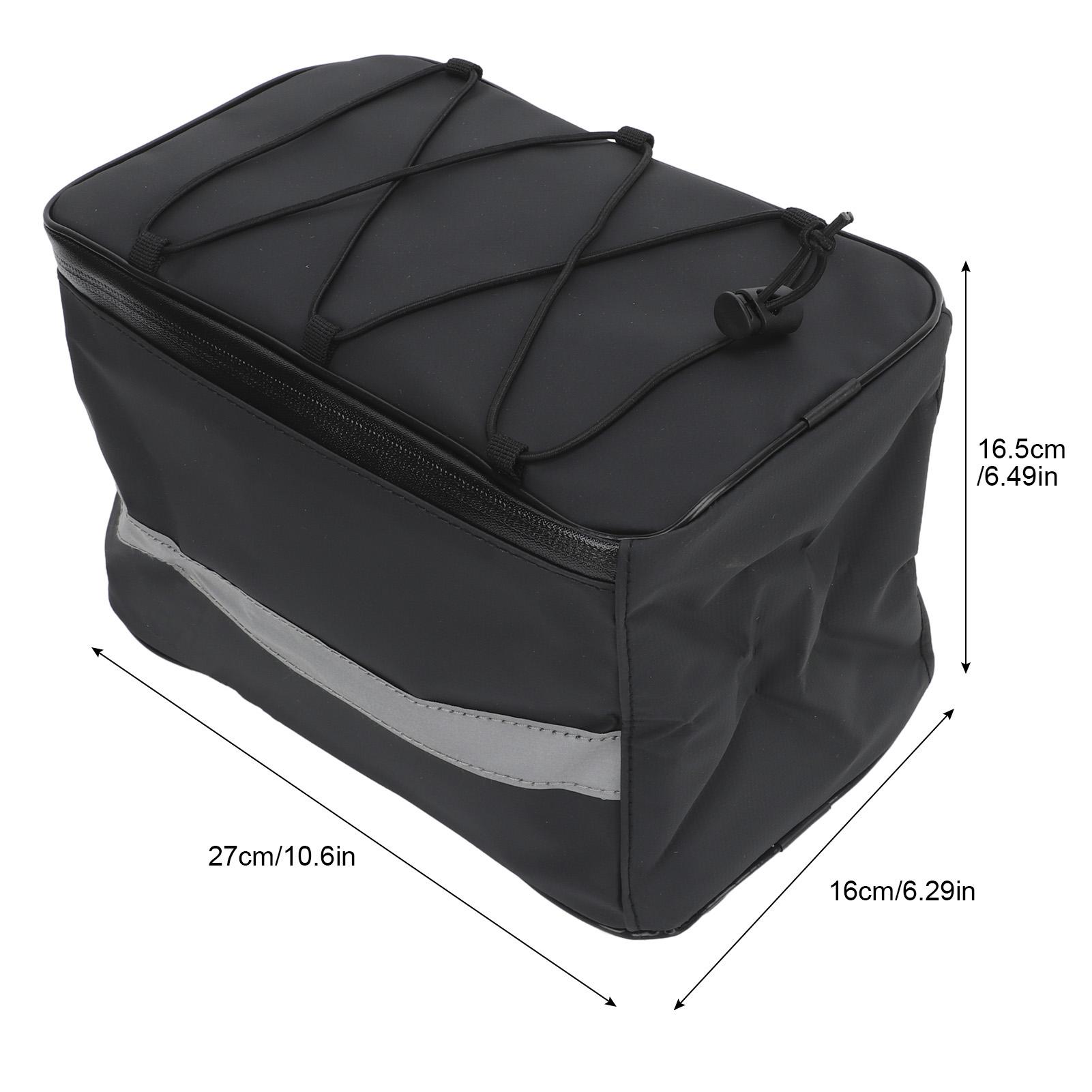 Back Rack Bag Large Capacity Bike Rear Rack Bag Adjustable Cord Reflective Stable with Rain Cover for Outdoor Cycling 8L чёрный