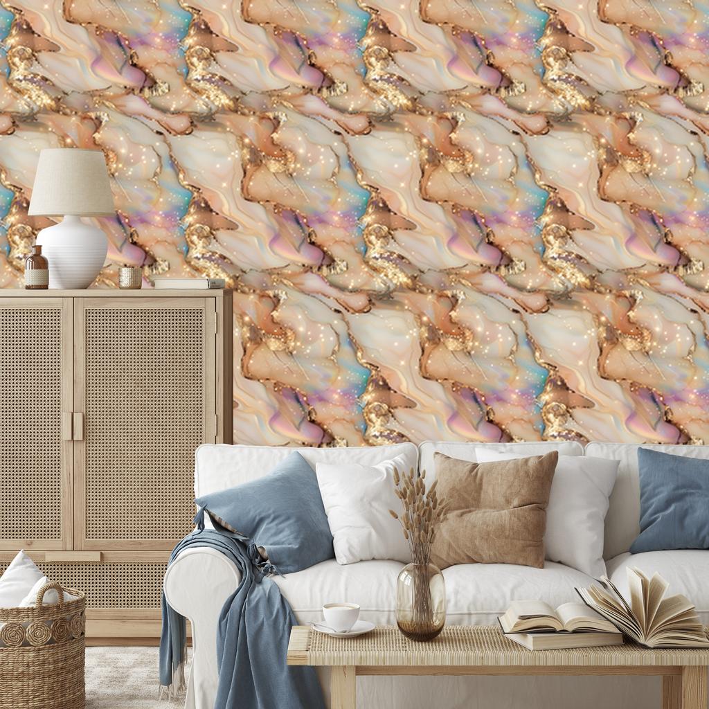 Ink Wallpaper Beige, Orange, Gold and Cream for Living Room and Bedroom 50x1000