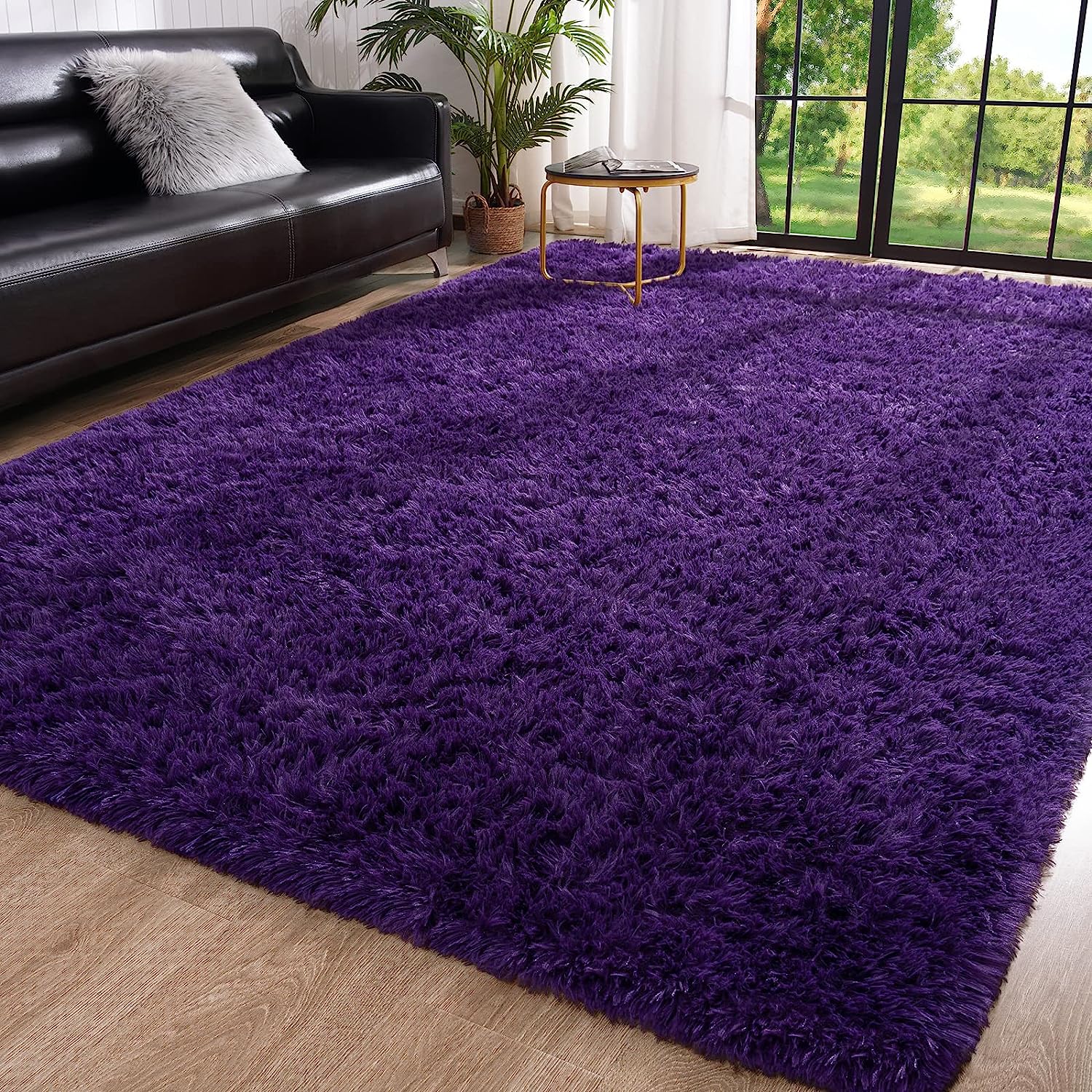 

Luxury Fluffy Area Rug Modern Shag Rugs for Bedroom Living Room Rug for Kids Nursery Girls Home Purple Deep 61x183cm фиолетовый
