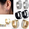 Brincos de argola punk unissex com strass incrustados em aço de titânio