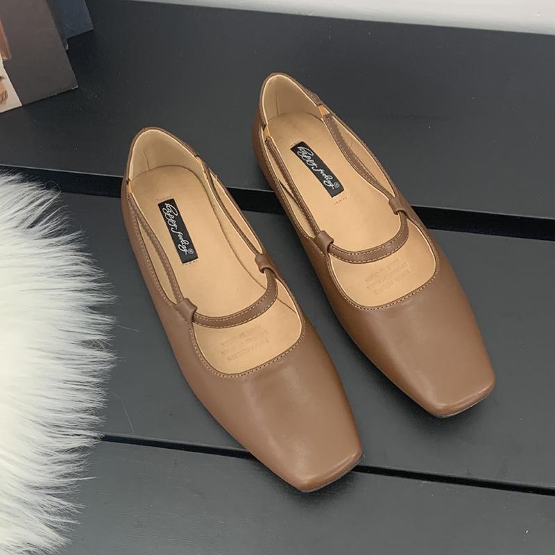 Fashion 2025 Spring Autumn Flat Mary Janes Shoes Woman Candy Color Soft Leather Ballet Flats Ankle Strap Comfy Mocaasins for Woman