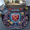 Custom Name West Ham United Round Area Rug,Carpet Rug for Living Room Bedroom Sofa Playroom Decor,Non-slip Floor Mat