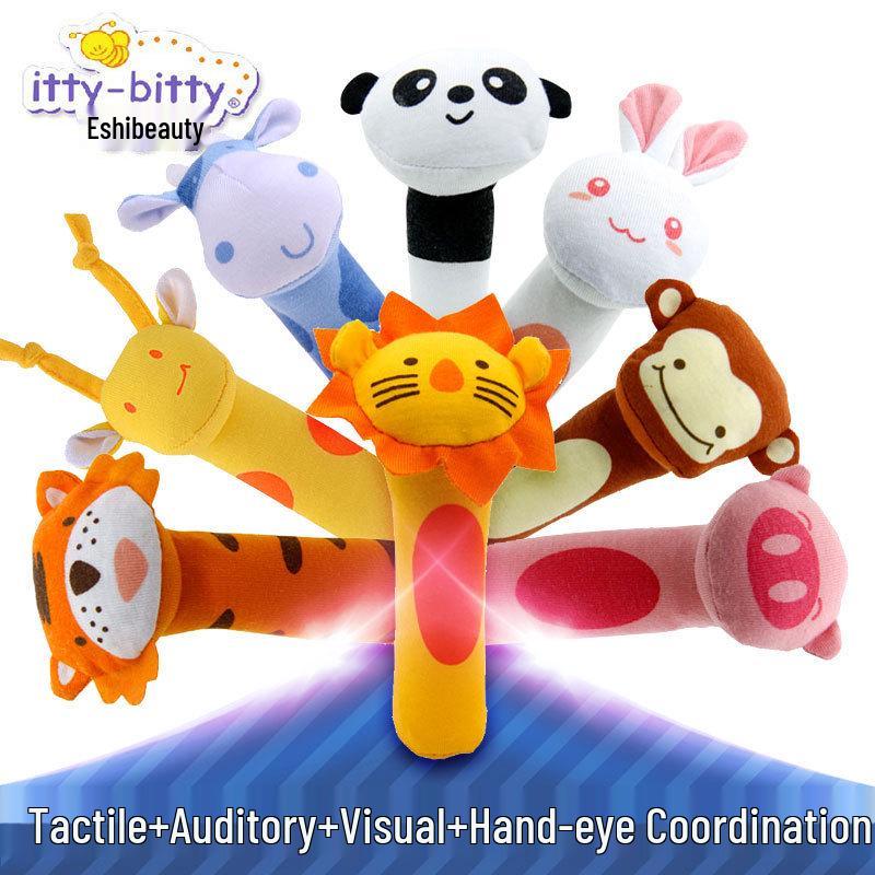 Itty-Bitty Baby Cartoon Rattle: Newborn Hand-Shaker Toy for Early Education.