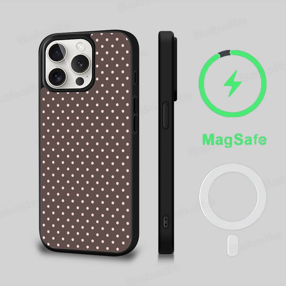 Luxury Polka Dots Phone Case Magnetic Case For IPhone 16 14 13 12 11 15 Pro Max Plus For Magsafe Wireless Charge Cover