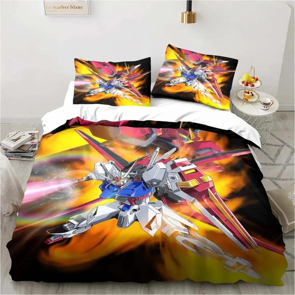 3D Printer Soldier Cartoon Pattern Three-Piece Set Delicate Quilt Cover Pillow Case Housewares Set Beautiful Gift Household