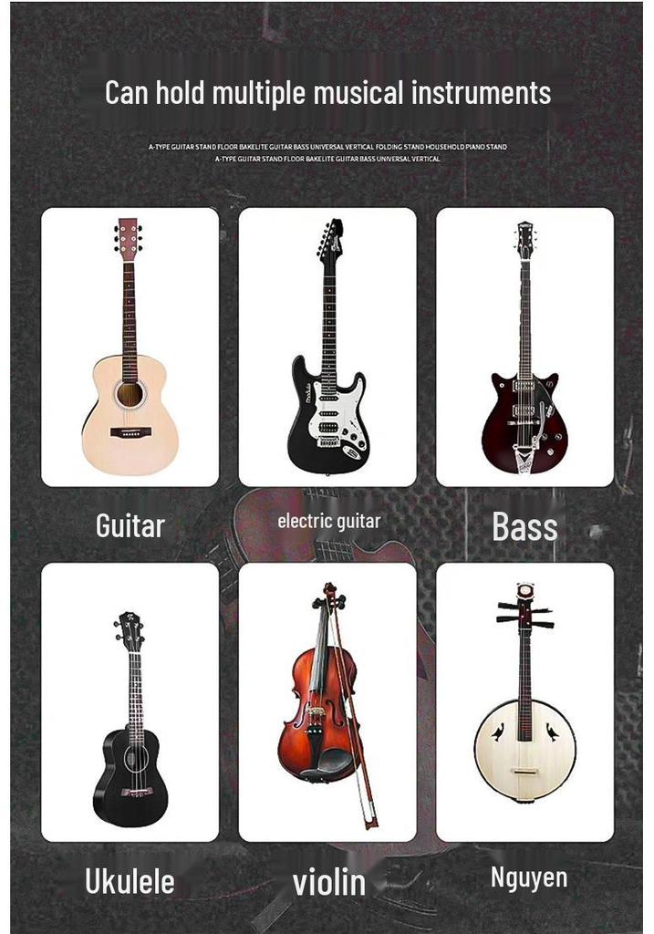 Folk Classical Guitar A-Frame Foldable Stand for Acoustic & Electric Instruments