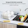 1 Adjustable Stainless Steel Sink Organizer with Anti Slip Drain Basket Space Saving for Kitchen Countertop Storage