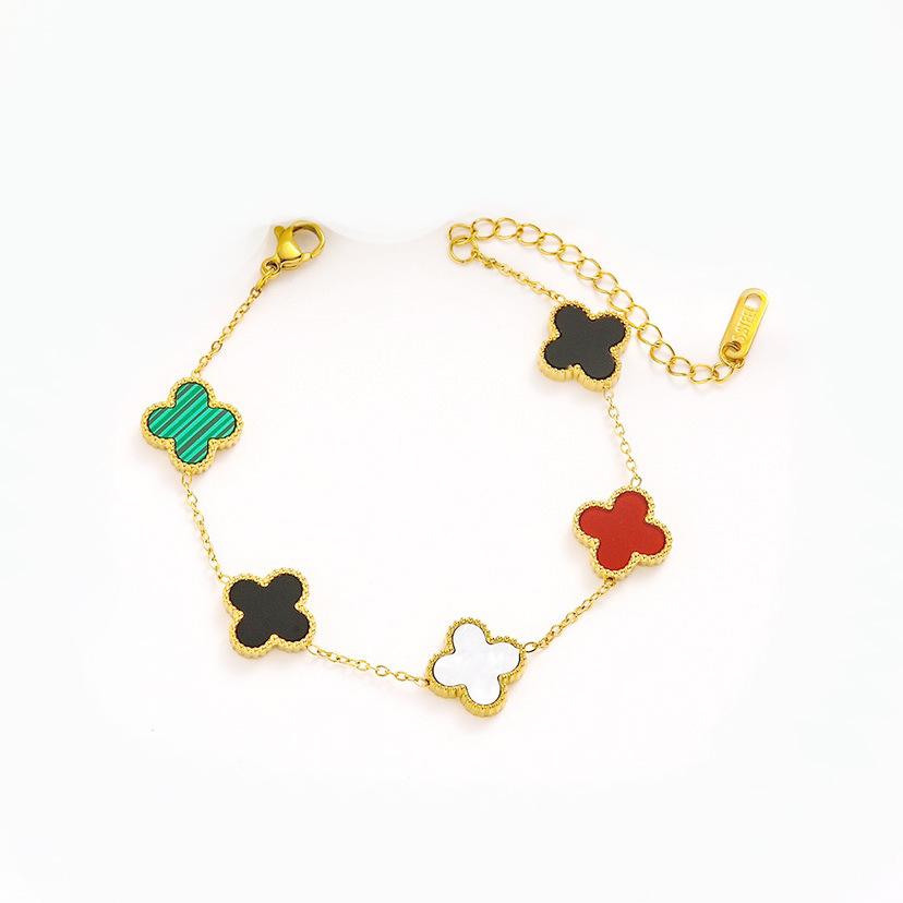 13mm High Quality Non-fading Titanium Steel Four-leaf Clover Bracelet Women's High-grade Fashion Bracelet